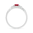 thumbnail image 2 of ANGARA Natural Aeon Ruby & Diamond Floral Halo Three Stone Engagement Ring in 14K White Gold for Women (Size-5mm) | July Birthstone, Anniversary, Jewelry Gift for Women | Natural Ruby Ring, 2 of 9