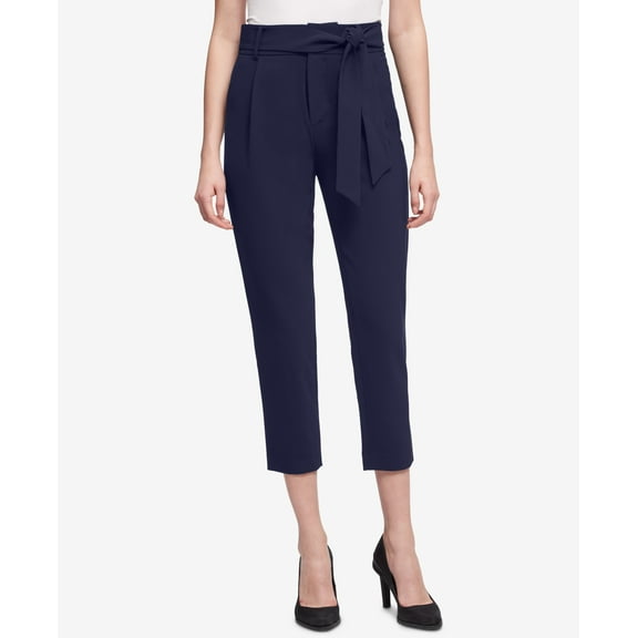 DKNY Tie Waist Cropped Pants Blue 12