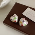 thumbnail image 5 of Love Heart Shape Stud Earrings Sign Women Earrings for Travel New Year Gifts, 5 of 8