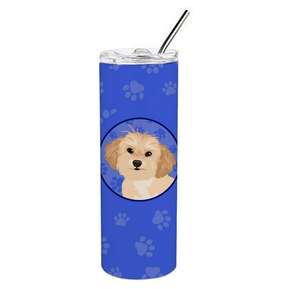 Carolines Treasures WDK1204TBL20 Shih-Tzu Gold Design1  Stainless Steel 20 oz Skinny Tumbler Blue 20 oz multicolor