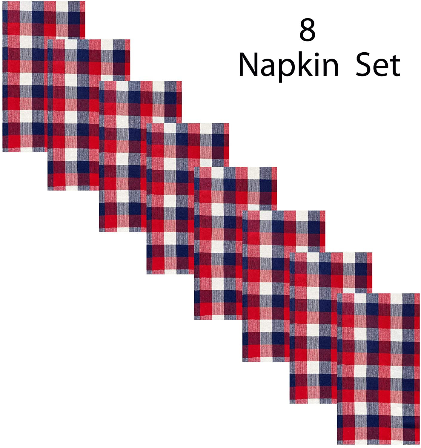 White and Blue Plaid Cotton Weave Fabric Tablecloth Indoor Outdoor Country Rustic Patriotic Woven Plaid Tablecloth Newbridge American Rustic Red 60  x 84 Oblong/Rectangle 