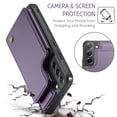 thumbnail image 4 of for Samsung Galaxy S21 FE Premium PU Leather Back Case, Multiple Card Slots Design, Double Magnetic Clasp Study Kickstand RFID Blocking Classic Phone Cover for Samsung Galaxy S21 FE, Purple, 4 of 9
