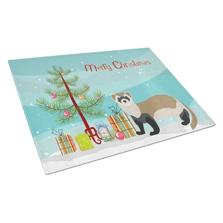 

Caroline s Treasures Ferret Christmas Glass Cutting Board Large