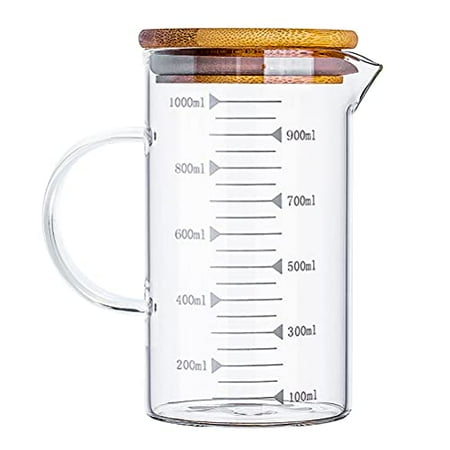 

Boluotou 1L Glass Measuring Vessel Glass Measuring Jug with Lid 1000ml Kitchen Lab Measure and Mix Beaker