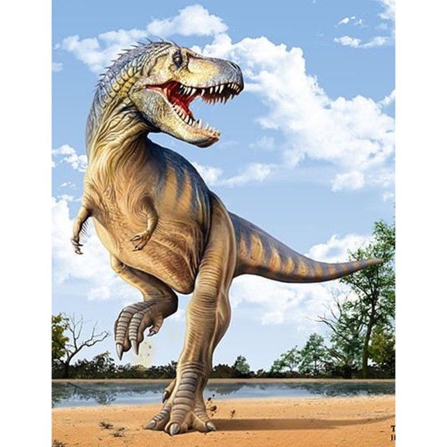 Cuadros Decorativos 5D bricolaje completo taladro diamante pintura dinosaurio punto de cruz bordado Kit (2) Tmvgtek embutido en tela