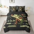 thumbnail image 2 of Homewish Hunting Pike Fish Bedding Comforter Set 7pcs, Olive Camouflage King Bedding Sets, Rustic Farmhouse Cabin Reversible Bed Sheets, Breathable Home Decor, 2 of 7