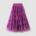 thumbnail image 2 of Women's Fashion A Line Pleated Long Tutu Skirt Ruffle Mesh Chiffon High Waist Elegant Calf Length Flowy Skirt, 2 of 2