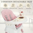 thumbnail image 3 of LINLUX 15 in 1 Baby High Chair, Toddler Booster Seat for Eat, Infant Dining Chair W/Stool, Pink, 3 of 7