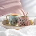 thumbnail image 4 of Taimei Teatime Ceramic Coffee Mug with Lid, Set of 2, 16.9-oz Large Handpainted Coffee Mug, Mug Gift Set for Couple and Woman, 4 of 6