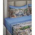 thumbnail image 4 of Ambesonne Italy Fitted & Top Sheet Set with Shams, Square in Rome Cityscape, Multicolor, 4 of 5