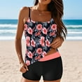 thumbnail image 2 of Htigea Women's Tankini Swimsuits 2 Piece Bathing Suits with Boy Shorts Summer Modest Spaghetti Strap Swim Tops & Swim Shorts Sets Red,S, 2 of 8