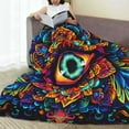 thumbnail image 6 of Salouo Vibrant Psychedelic Eye Print Bed Blankets,Flannel Blanket Comfortable Air Conditioning Blanket Lightweight Blanket for Sofa Bed Travel & Couch -80"x60", 6 of 8