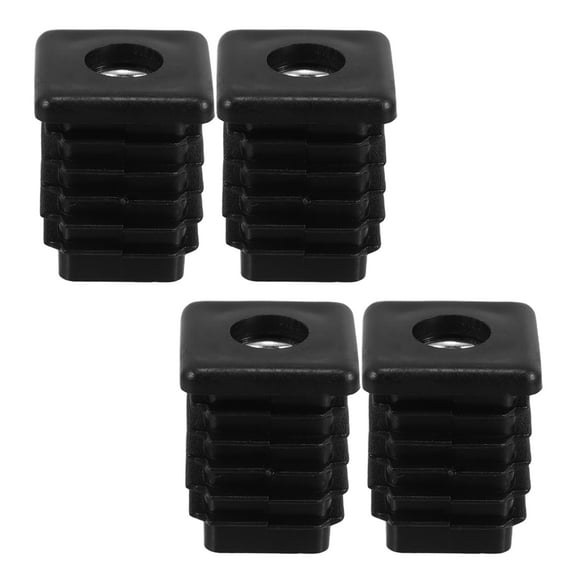 Hemoton 4pcs Square Threaded Tube Plugs Plastic End Caps Furniture Foot nut Cap Inserts Household Industrial Applications Plastic Threaded Tube Inserts
