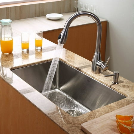 Kraus 30'' x 18'' Undermount Kitchen Sink with Faucet and Soap Dispenser