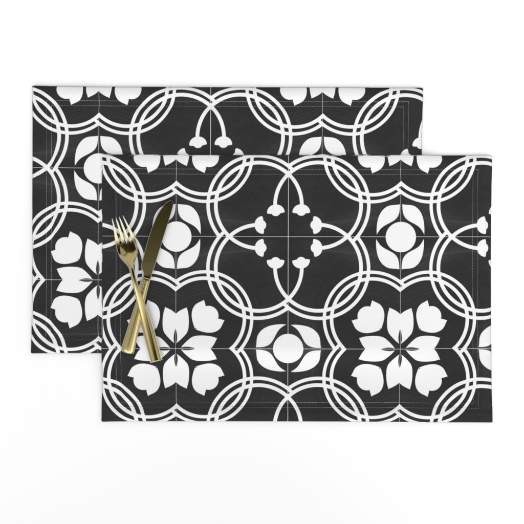 Linen Cotton Canvas Placemats (Set of 2) Modern Farmhouse Tile