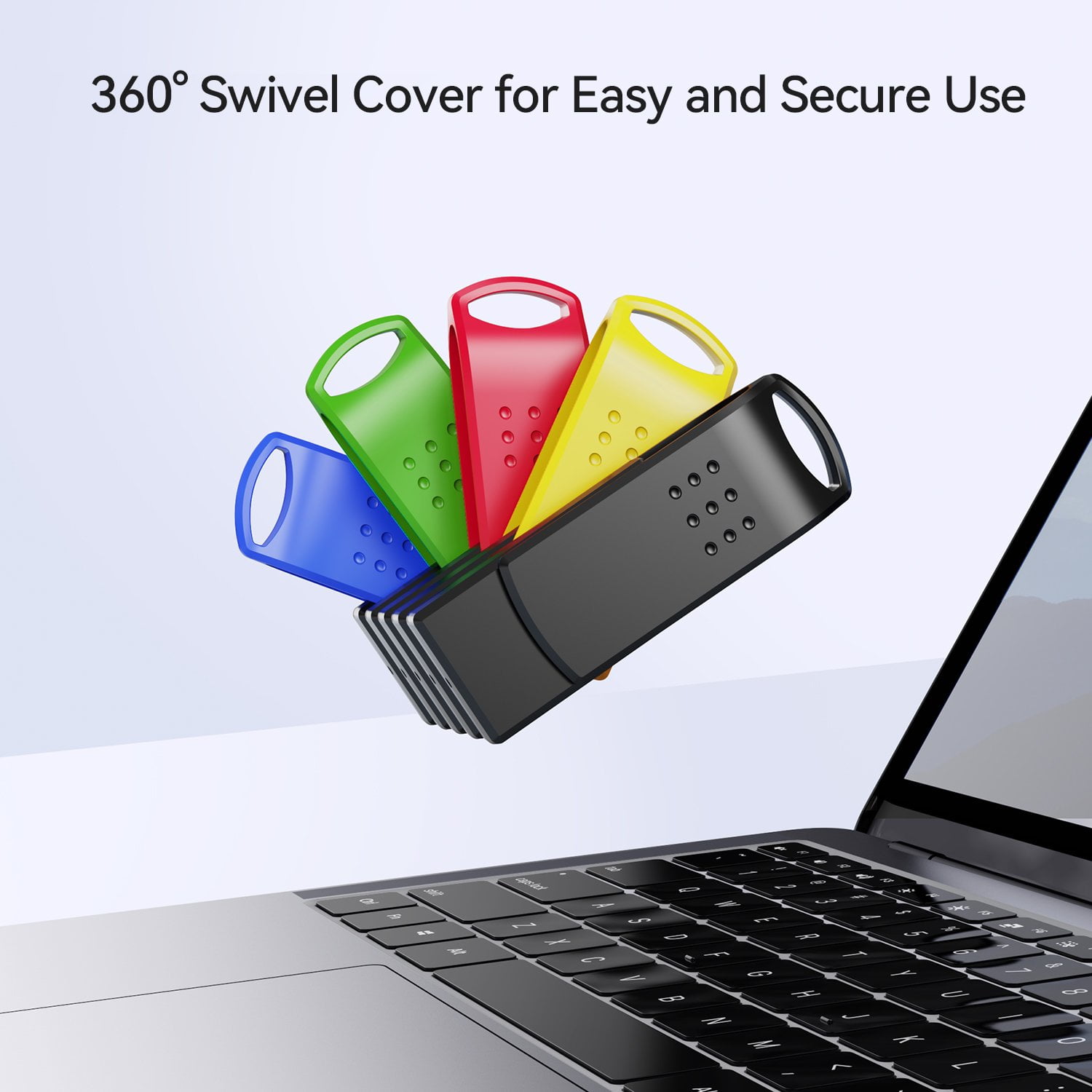 KEXIN 5 Pack 64GB USB Flash Drive USB 2.0, Colorful Pen Drive for Photo Video File Music – Green, Red, Black, Blue, Yellow