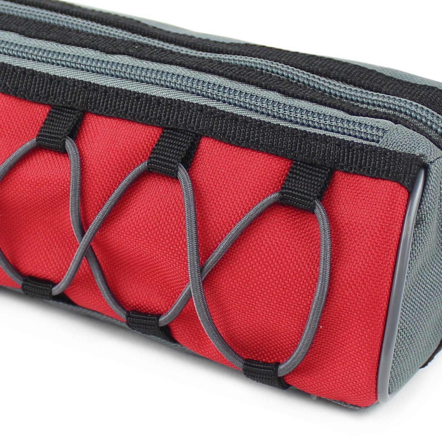 Pen + Gear Sporty 2 Zip Pencil Pouch with Grey Elastic Bungee Cord and Black Toggles