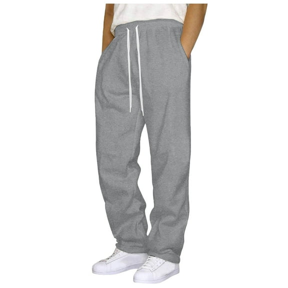 GHSOHS Mens Casual Cargo Sweatpants Fleece Lined Joggers Pants High Waisted Drawstring Relaxed Fit Cargo Sweat Pants Sports Trousers