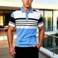 thumbnail image 2 of JAJAHO Mens Polo Shirts Short Sleeve Color Block Striped Regular Fit Summer Moisture Wicking Golf Shirts Soft Tops, 2 of 4
