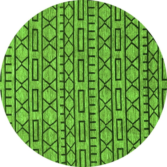 Ahgly Company Indoor Round Abstract Green Modern Area Rugs, 4' Round