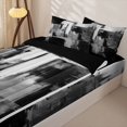 thumbnail image 3 of Homewish Watercolor Block Zipper Twin Comforter Sets with Fitted Sheet and 2 Pillowcases,Abstract Grunge Zipper Bedding Set,Gray,Black Reversible,4pcs, 3 of 8