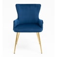 thumbnail image 2 of Set of 4 Wingback Upholstered Dining Chairs with Metal Legs, Velvet Fabric Side Dining Room Chairs with Tufted Button, Living Room Chairs Home Kitchen Dining Room (Blue + Gold Leg), 2 of 7