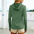 thumbnail image 6 of Women's UPF 50+ Sun Protection Hoodie Shirts Casual Quick-drying Long Sleeve Plus Size Light Tees for Fishing Hiking Going Out Army Green L, 6 of 6