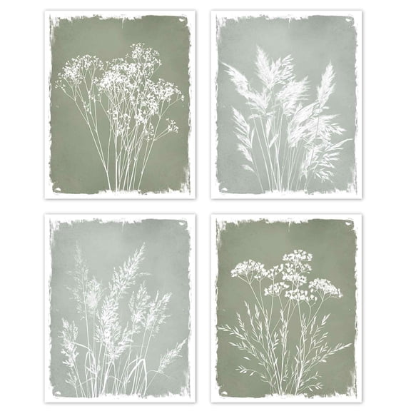 Vintage Spring Botanical Posters Prints Unframed 8x10 Set of 4, Rustic Floral Flower Wall Art Prints Decor for Farmhouse Bedroom Living Room, Boho Wildflower Wall Pictures