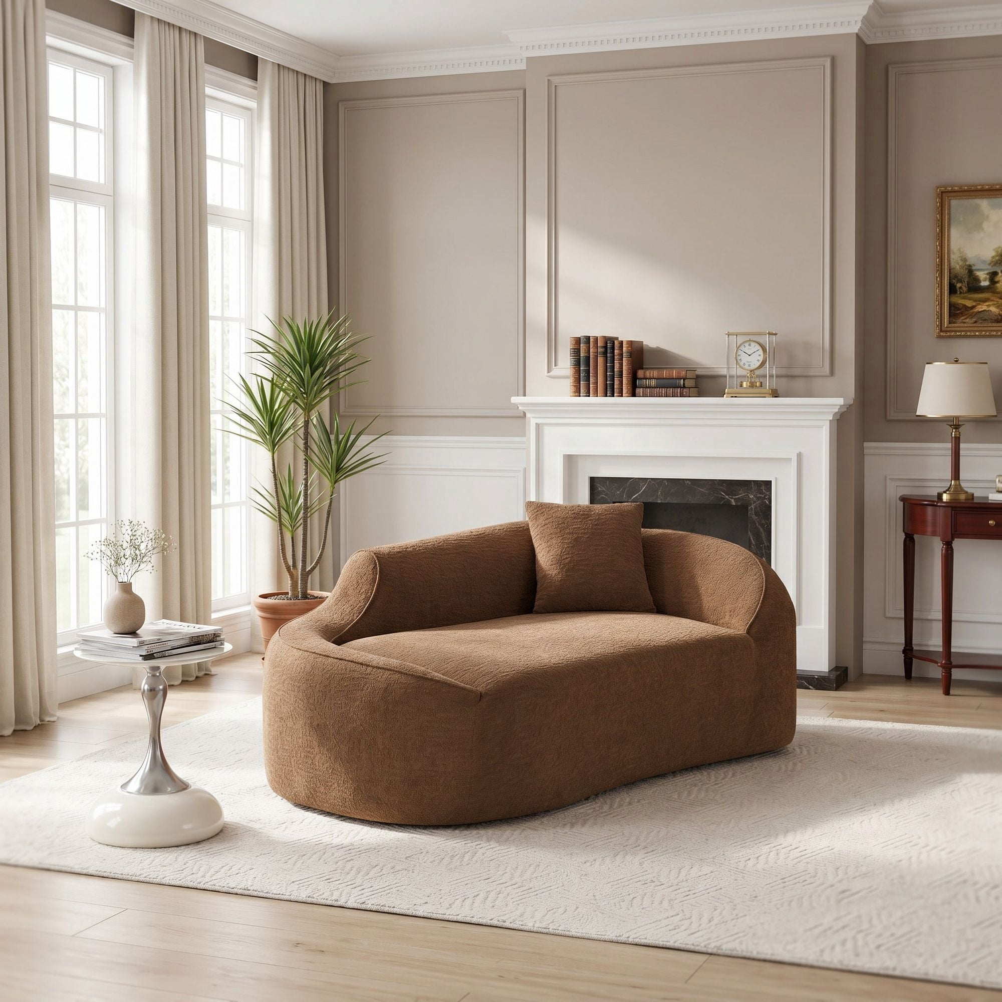 Sailvan Compression Curved Chaise Longue Loveseat Sofa Bed with 1 Pillow