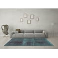 thumbnail image 3 of Ahgly Company Indoor Round Abstract Turquoise Blue Modern Area Rugs, 4' Round, 3 of 4