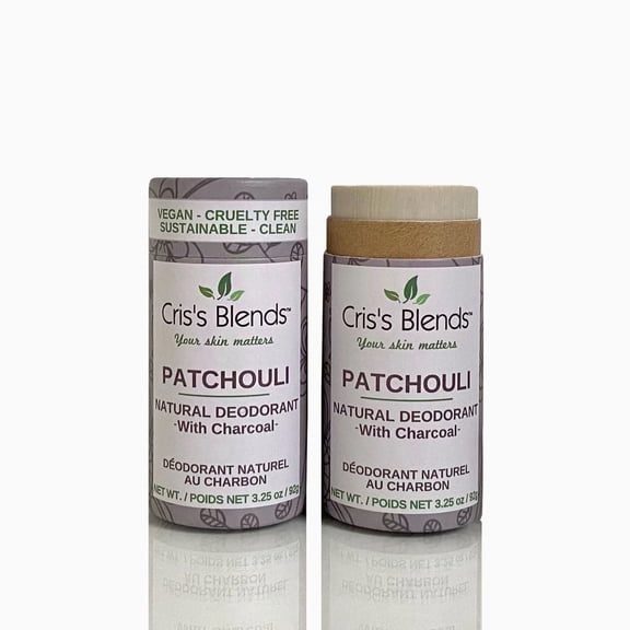 NATURAL DEODORANT, PATCHOULI & CHARCOAL, Zero Waste Push Up Tube, 3.25 oz