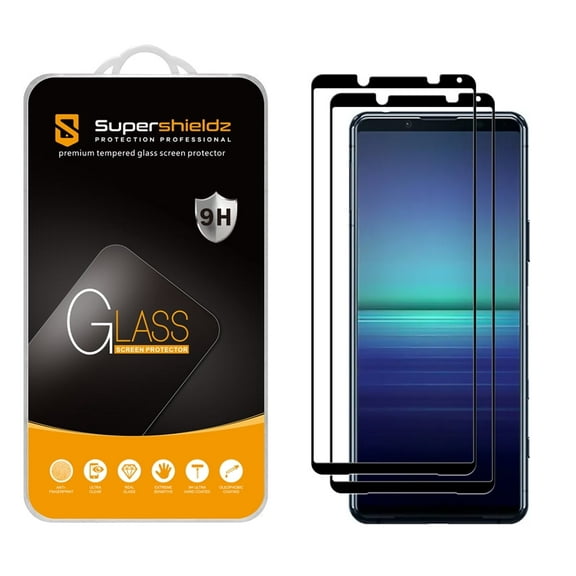 (2-Pack) Supershieldz Designed for Sony Xperia 5 II [Full Screen Coverage] Tempered Glass Screen Protector, Anti-Scratch, Bubble Free (Black Frame)