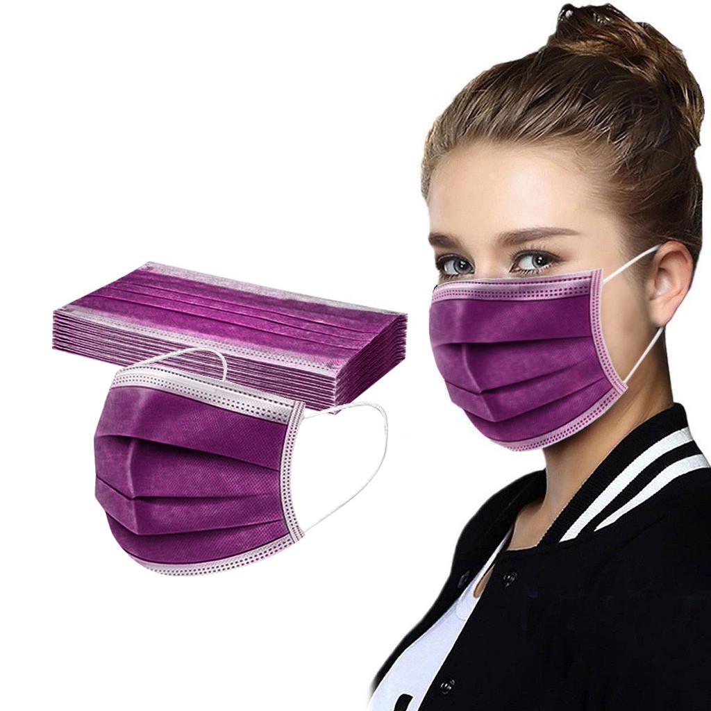 50 Pcs Face Masks in Dusty Colors, Soft Disposable Facial Mouth Cover