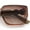 Beige - Brown, variant on Womens Rose Metal Button Gem Arm Rimless Rectangle Designer Fashion Sunglasses Clear Grey - Smoke