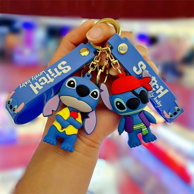 Disney Accessories Anime Lilo and Stitch Keychain Cartoon Figure Stitch Key  Ring Pvc Mobile Phone Bag Pendant Jewelry Kids Gift