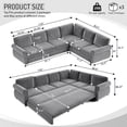 thumbnail image 2 of LLappuil Sectional Sofa, Pull Out Sofa Bed King Size, 6 Seat Chenille Sofa Couch Convertible Sleeper Sofa Bed for Living Room Light Gray, 2 of 8
