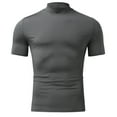 thumbnail image 3 of Krdevn Men's Summer Solid T Shirt Blouse High Collar Turtleneck Short Sleeve Tops T Shirt,XL, 3 of 6
