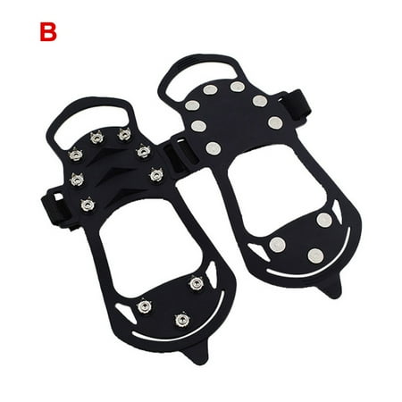 

Ameiqe Universal Non-Slip Gripper Ice Cleats Shoes for Adult with 8 Studs for Ice Fishing Walking Snow Shoveling Running (L)