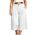 thumbnail image 7 of Levmjia Women High Waisted Pleated Wide Leg Capri Pants Plus Size Elastic Waist Casual Loose Cropped Trousers with Pockets, 7 of 7