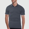 thumbnail image 2 of Yindaity Men's Slim-Fit Cotton Pique Polo Shirt Grey,XL, 2 of 5