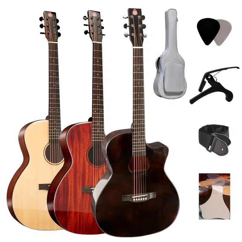 41 Inch Solid Wood Acoustic Guitar, Guitar Acoustic Black, Sunset, Blue