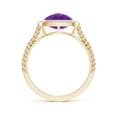 thumbnail image 2 of ANGARA Natural Cushion 2.5 ct Amethyst Twisted Rope Ring with Diamond Halo in 14K Yellow Gold for Women (Size-8mm) | February Birthstone, Anniversary, Jewelry Gift for Women | Natural Amethyst Ring, 2 of 9