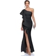 thumbnail image 1 of HSHDLDF Women's One Shoulder Ruffled Split Mermaid Evening Gown Cocktail Long Formal Dress, 1 of 6