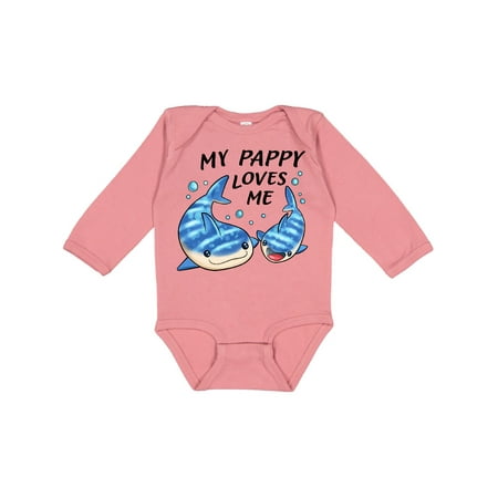 

Inktastic My Pappy Loves Me- whale shark Gift Baby Boy or Baby Girl Long Sleeve Bodysuit