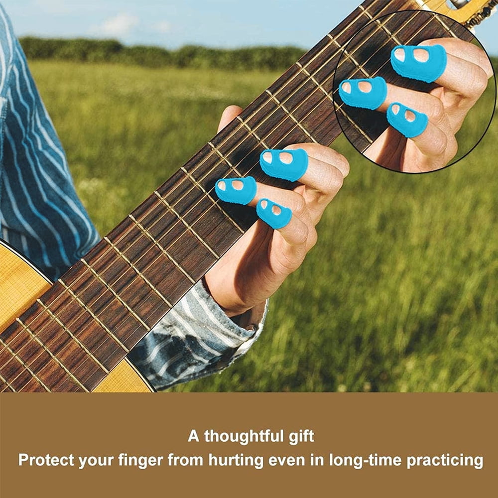 4pcs Guitare Guitare doigtier Fingertip Protection silicone cordes