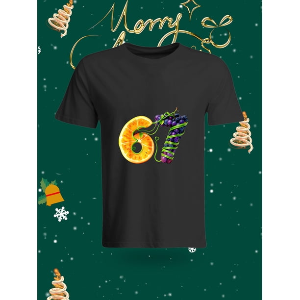 Funny 67 Number Christmas Element Printed Unisex T-Shirt Fashion Casual Top with Festive Atmosphere