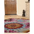 thumbnail image 1 of 8 x 8 ft. Hand Tufted Wool Octagon Floral Area Rug, Cream, 1 of 1