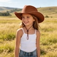 thumbnail image 2 of CAUYDY Toddler Boys Girls Wide Brim Cowboy Hat Unisex Western Ranch Sun Hat for Kids Outdoor Play Youth Cowgirl Hats Gift for Children Sizes 4-10 Years,Brown, 2 of 5