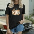 thumbnail image 2 of Womens Shirts Tops Plus Size Pumpkin Printed Short Sleeve Round Neck Womens Shirts Tank,Black,L, 2 of 4