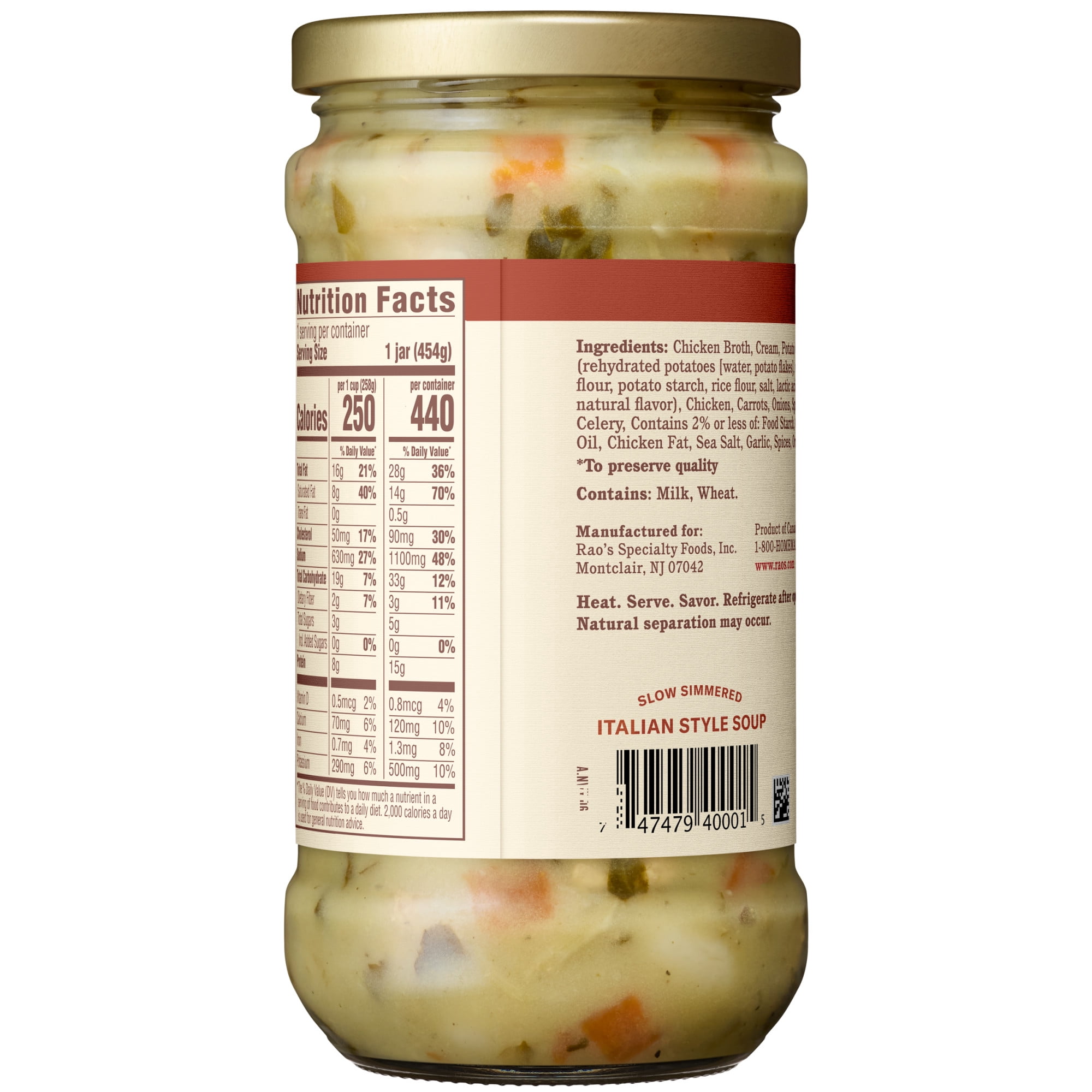 (3 pack) Rao’s Made for Home Chicken & Gnocchi Soup, 16 oz